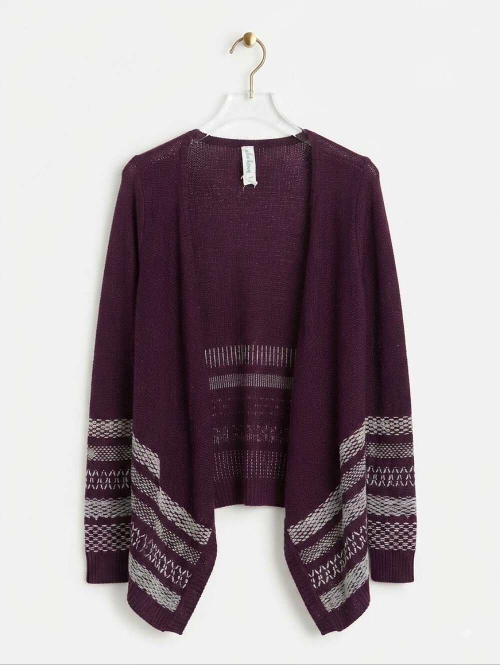 🌟Cloud Chaser Plum Purple Open Front Knit Cardigan Sweater Sz L